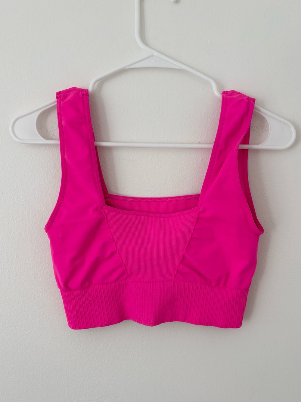 Free People Movement Hot Pink Good Karma Square Neck Sports Bra Size M/L - Picture 9 of 10
